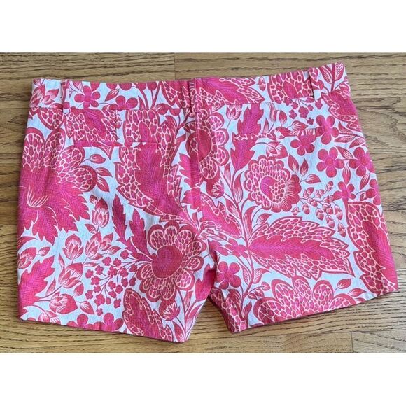 J Crew Women’s Pink White Floral Cotton Spandex Shorts Size 10 - Picture 3 of 8
